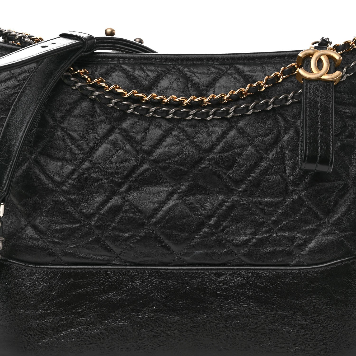 Chanel Aged Calfskin Quilted Medium Gabrielle Hobo Black 8 of 13