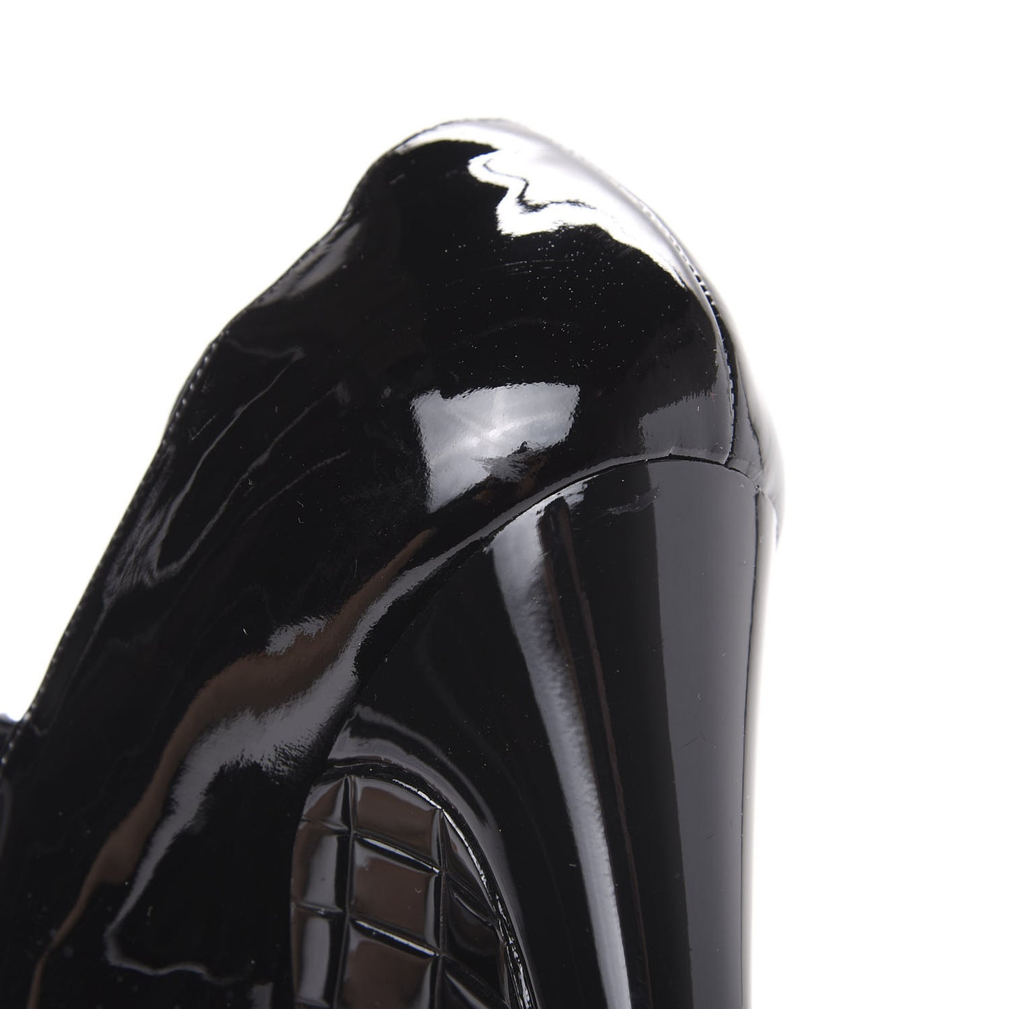 Patent Calfskin Quilted CC Strap Pumps 39 Black