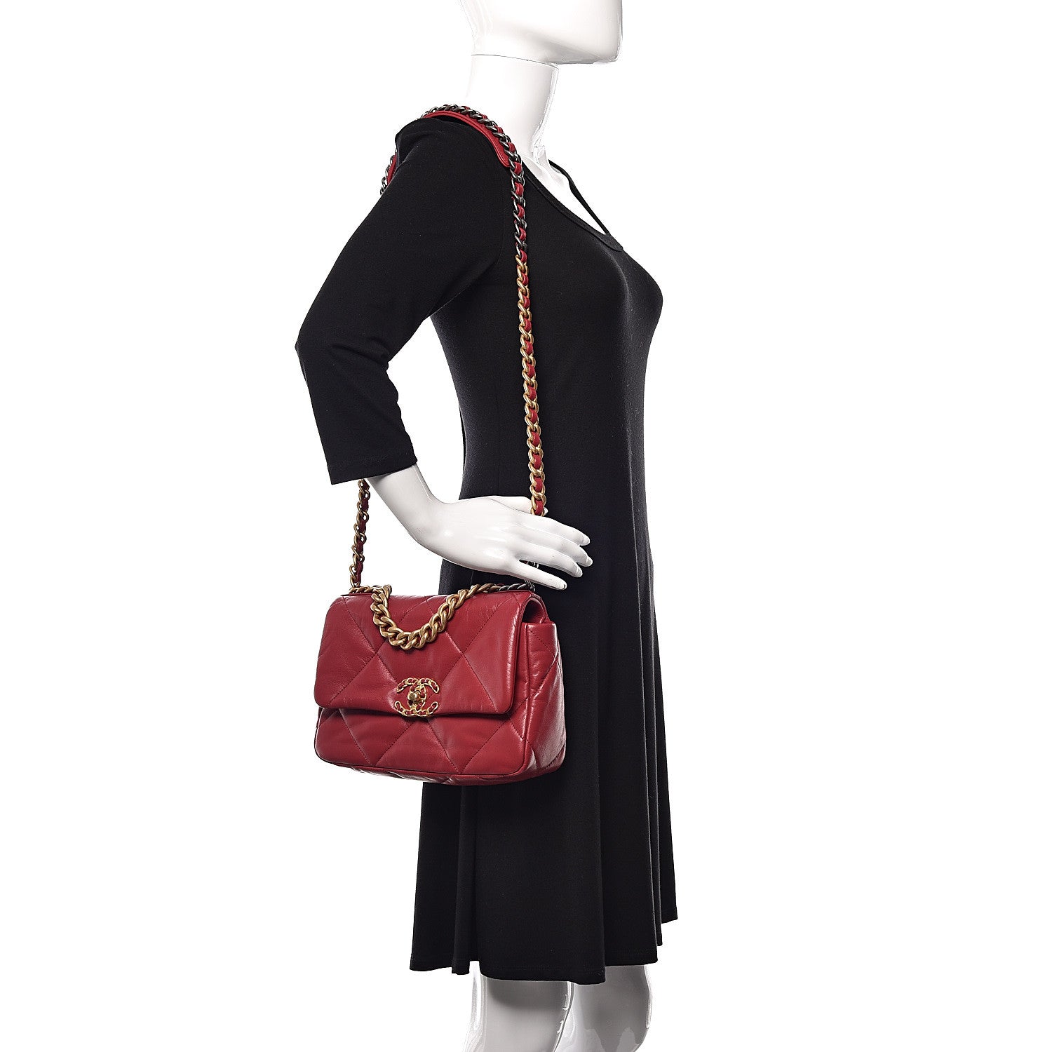 Chanel Lambskin Quilted Medium Chanel 19 Flap Red 2 of 11