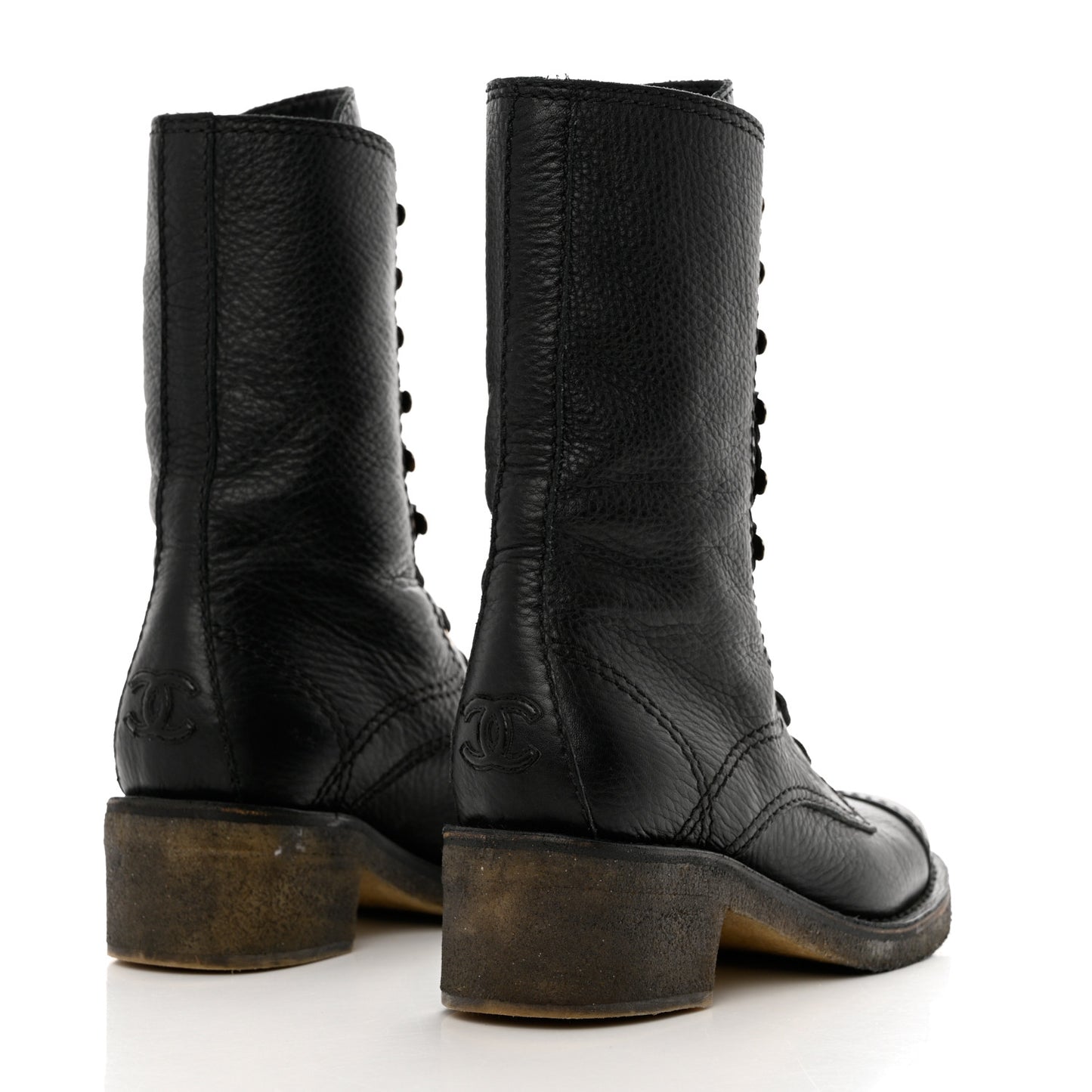 Calfskin CC Combat Boots 36 Black