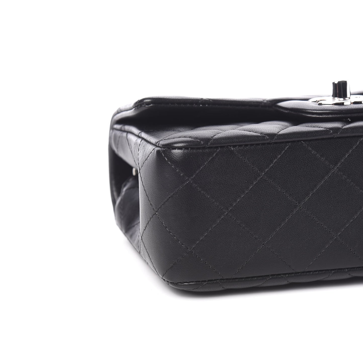 Lambskin Quilted Mini Rectangular Flap Black