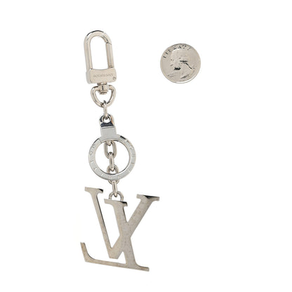 Louis Vuitton Metal Palladiium Finish LV Initiales Bag Charm Key Holder Silver 2 of 4