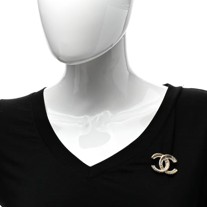 Chanel Crystal CC Brooch Pin Light Gold 2 of 4