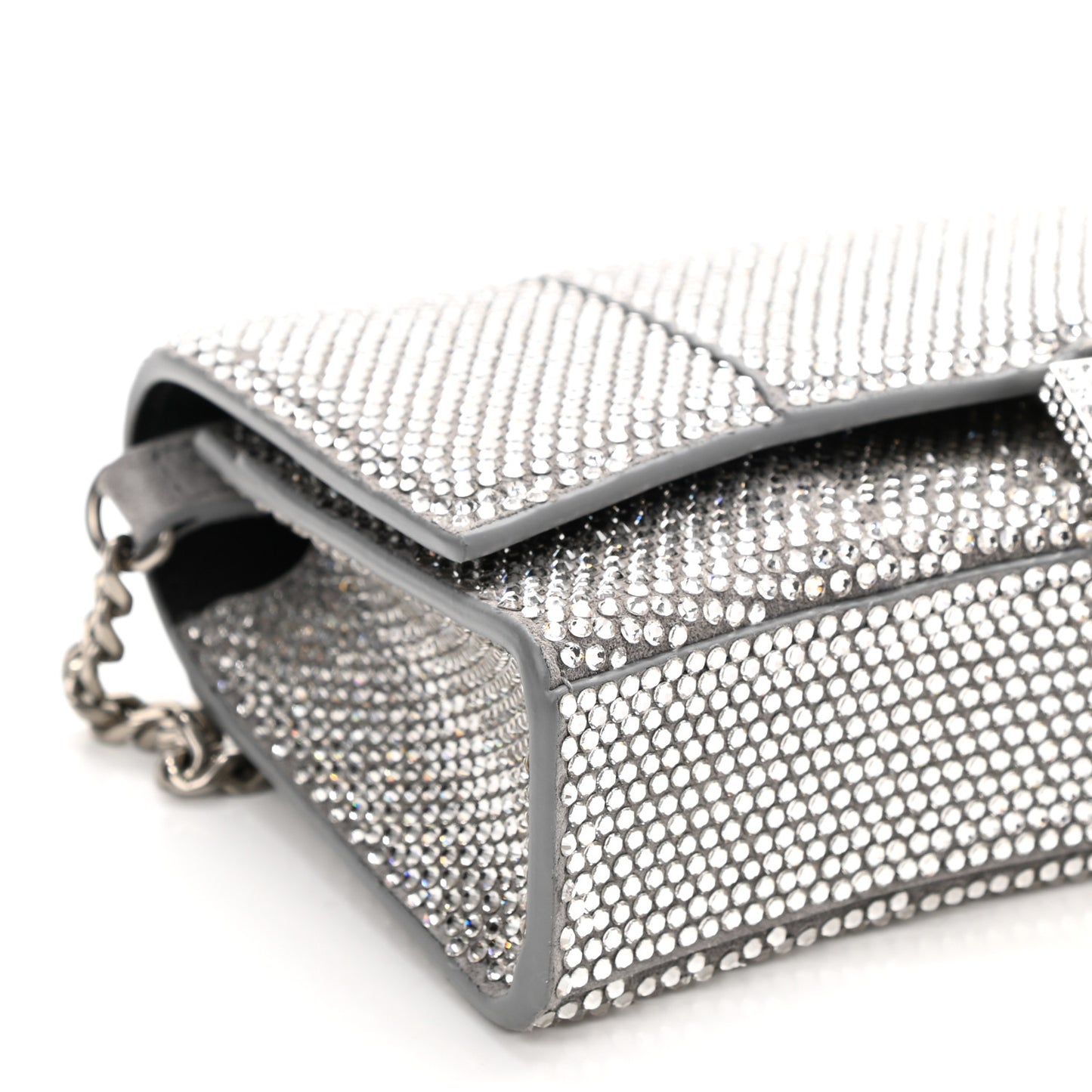 Strass Suede Hourglass Chain Bag Smoke Grey Crystal