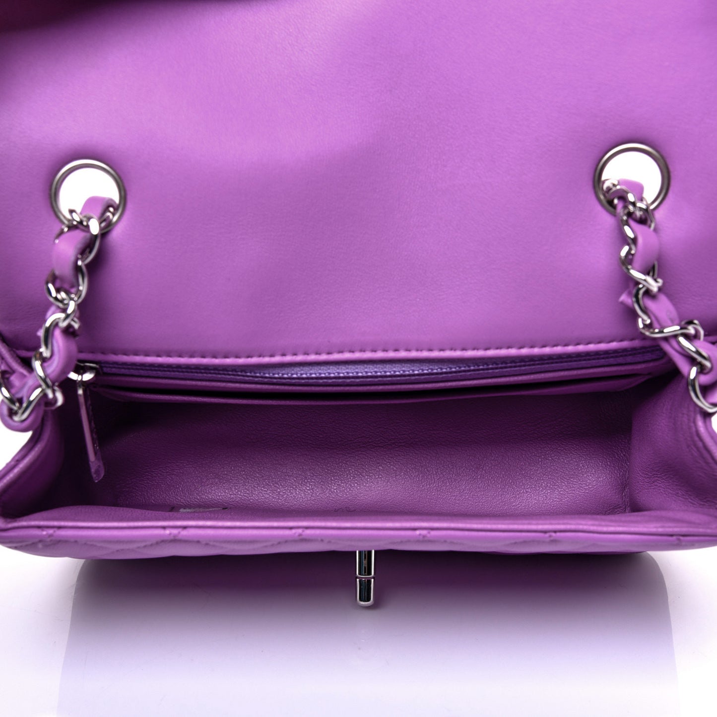 Lambskin Quilted Mini Rectangular Flap Purple