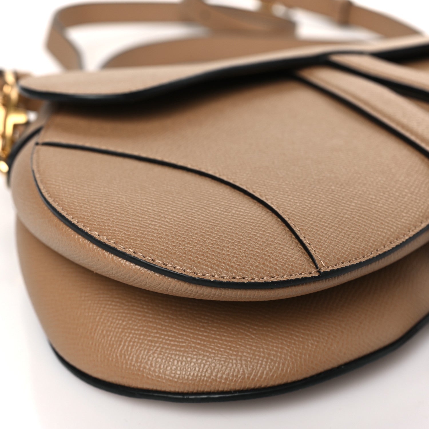 Christian Dior Grained Calfskin Saddle Bag With Strap Warm Taupe 8 of 9