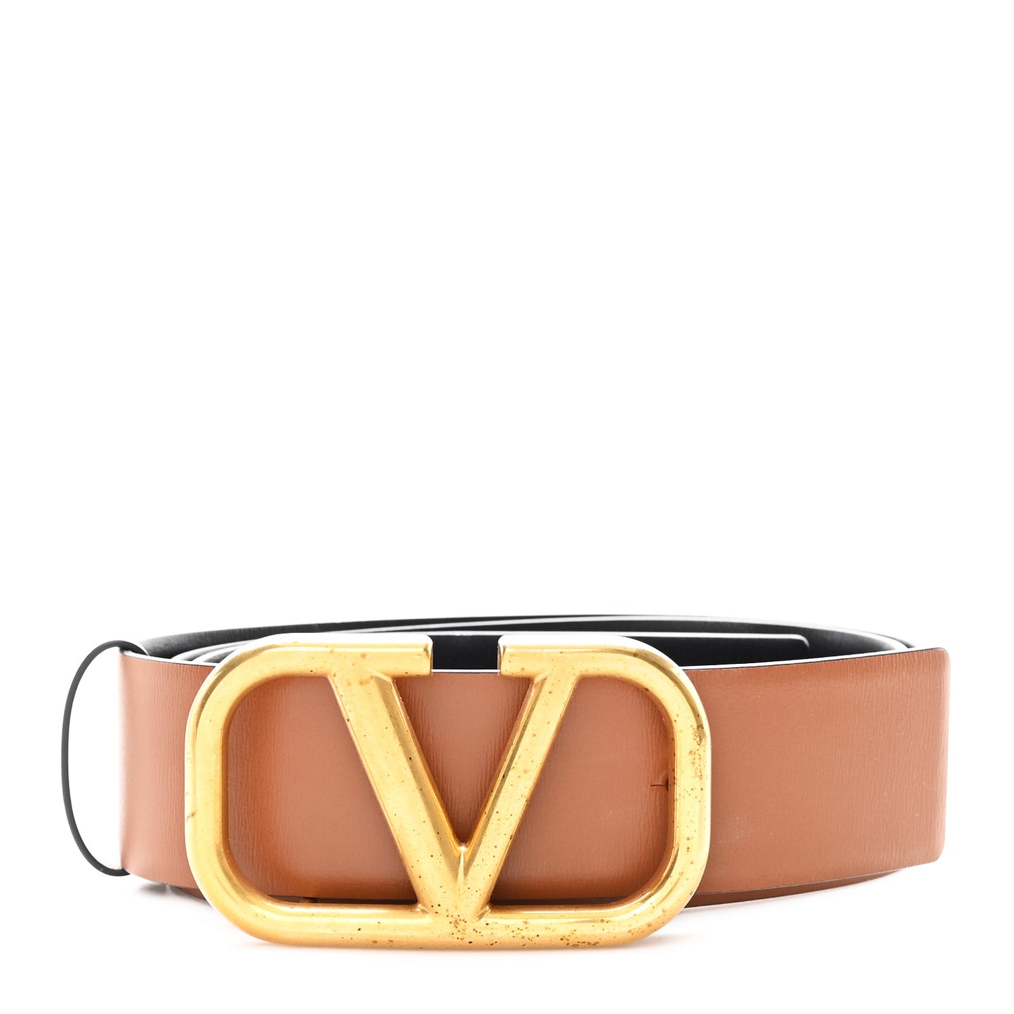 Glossy Calfskin VLogo Reversible 40mm Belt 90 36 Saddle Brown Black