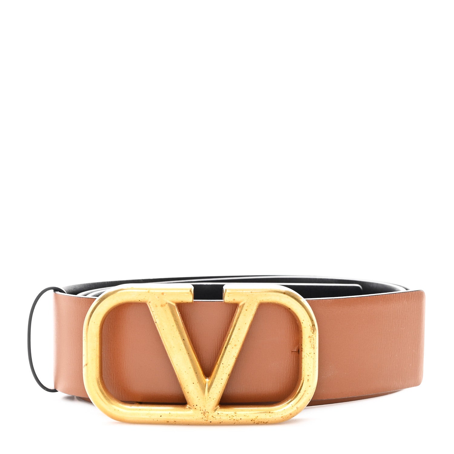 Valentino Garavani Glossy Calfskin VLogo Reversible 40mm Belt 90 36 Saddle Brown Black 1 of 5