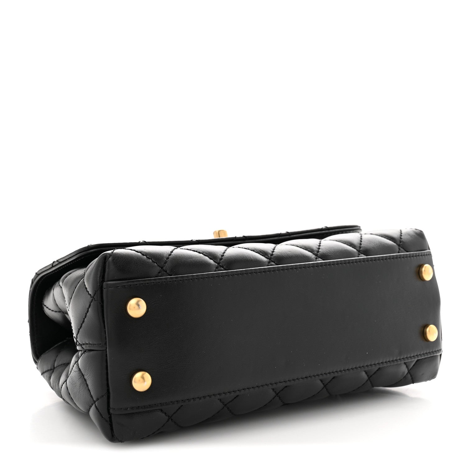Chanel Calfskin Quilted Mini Logo Coco Handle Flap Black 3 of 11