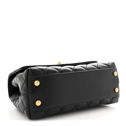 Chanel Calfskin Quilted Mini Logo Coco Handle Flap Black 3 of 11