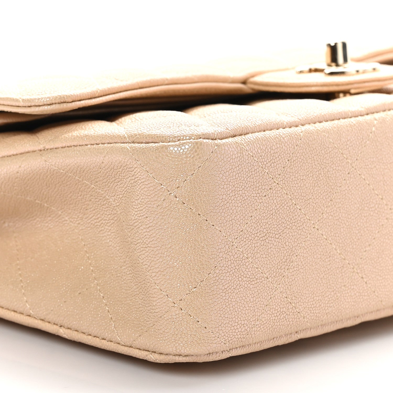 Chanel Iridescent Caviar Quilted Medium Double Flap Beige 9 of 11
