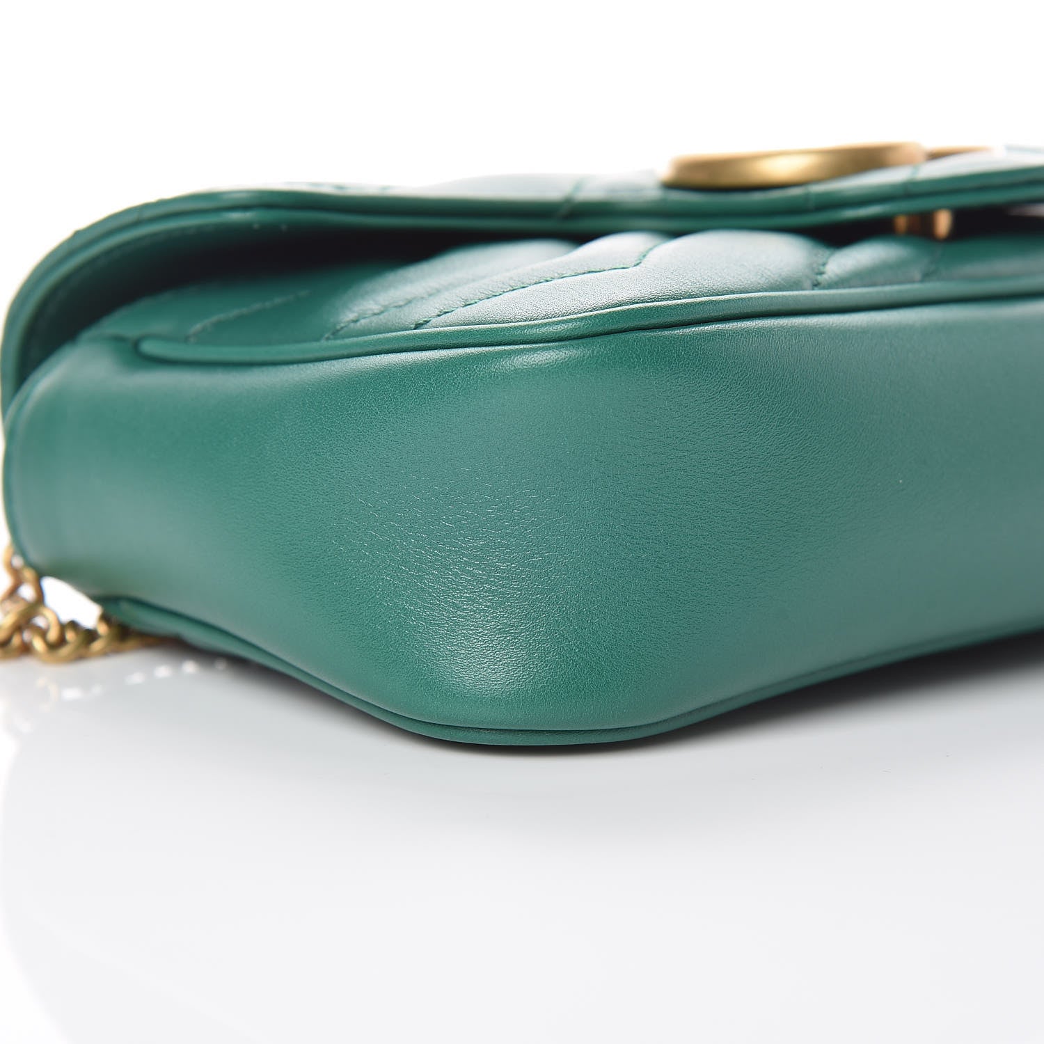 Gucci Calfskin Matelasse Super Mini GG Marmont Shoulder Bag Emerald Green 5 of 10