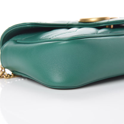 Gucci Calfskin Matelasse Super Mini GG Marmont Shoulder Bag Emerald Green 5 of 10