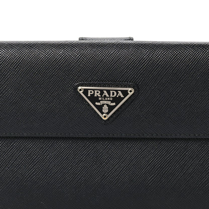 Prada Saffiano Metal Triangle Large Flap Wallet Black 8 of 8