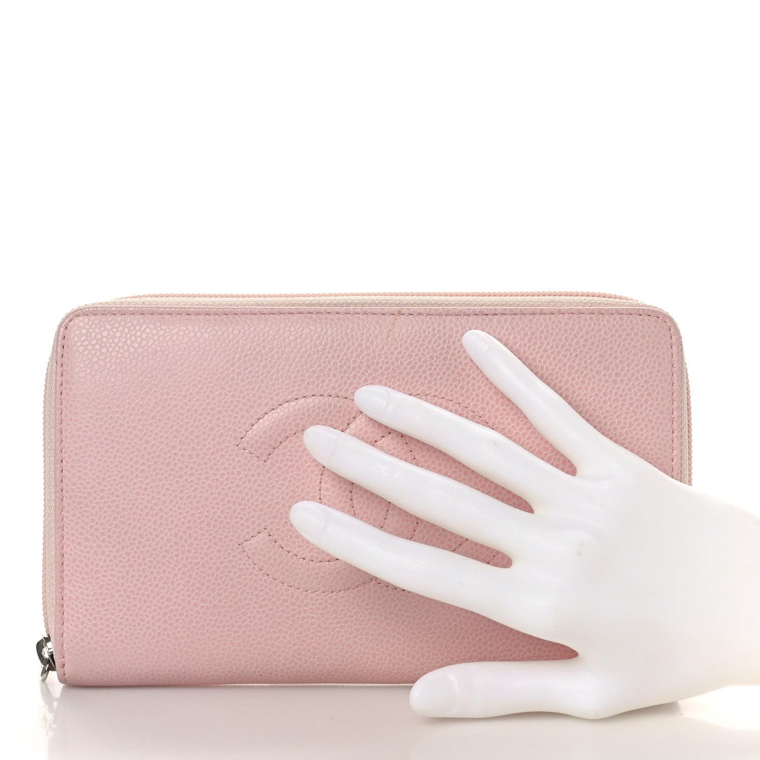 Chanel Caviar Large CC Timeless Zip Around Organizer Wallet Light Pink 2 of 10