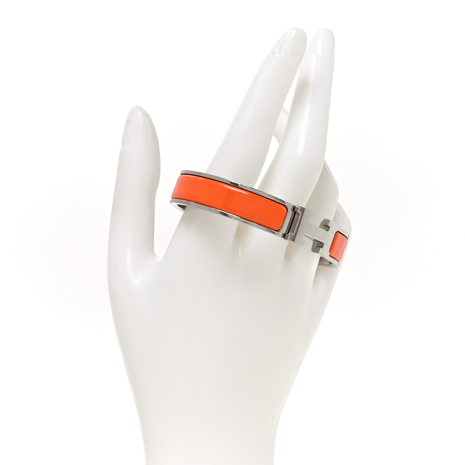 Hermes Enamel Narrow Clic Clac H Bracelet GM Orange 2 of 5
