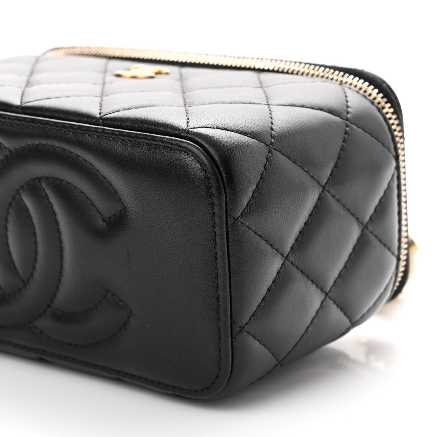 Chanel Lambskin Quilted Pearl Crush Small Vanity Case With Chain Black 9 of 9
