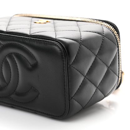 Chanel Lambskin Quilted Pearl Crush Small Vanity Case With Chain Black 9 of 9