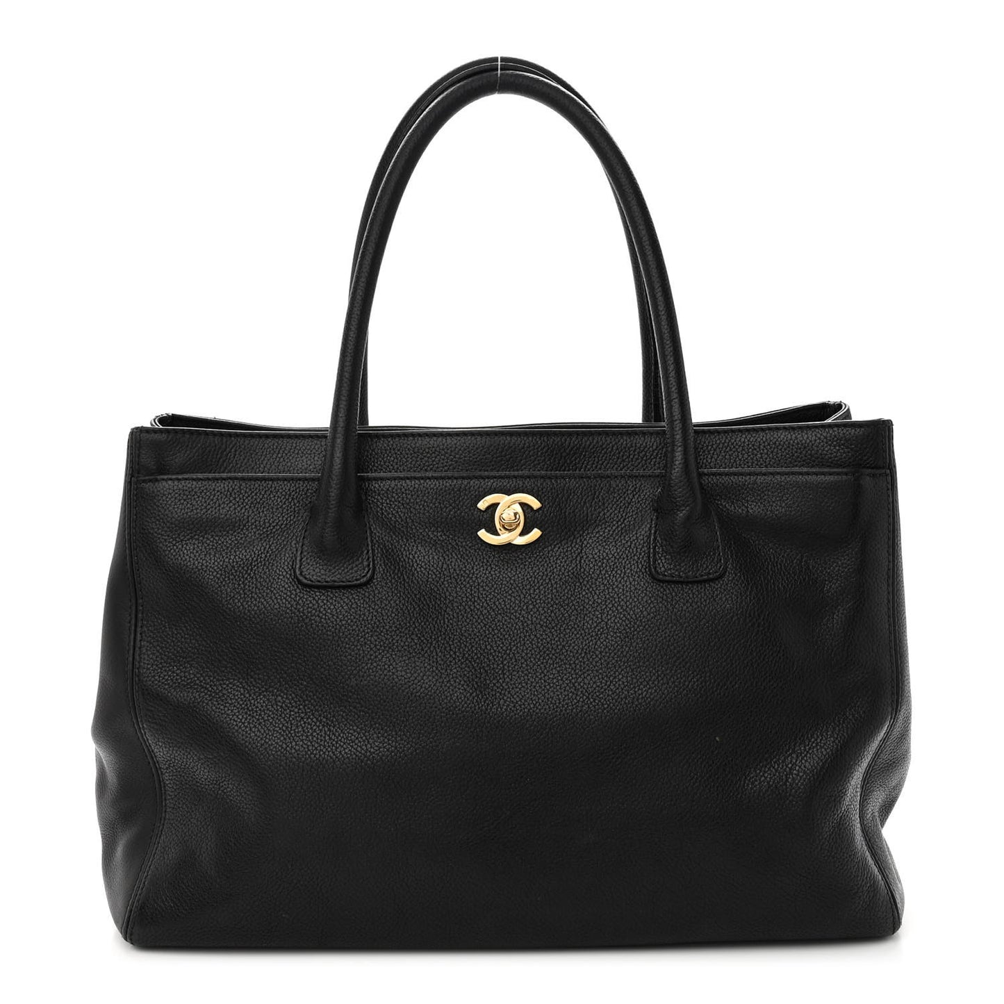 Calfskin Cerf Executive Shopper Tote Black