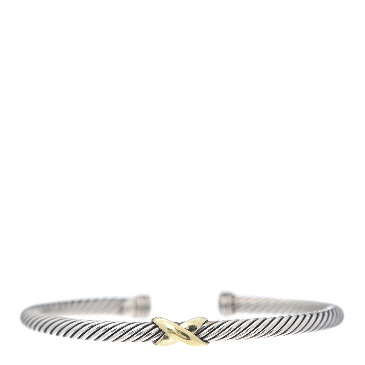 Sterling Silver 18K Yellow Gold 4mm X Station Cable Bracelet