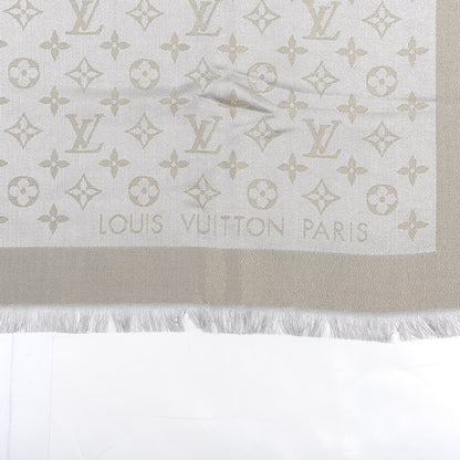 Louis Vuitton Silk Lurex Wool Monogram Shine Shawl Greige 2 of 3