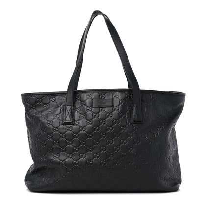 Gucci Guccissima Medium Zippered Shopping Tote Black 1 of 16