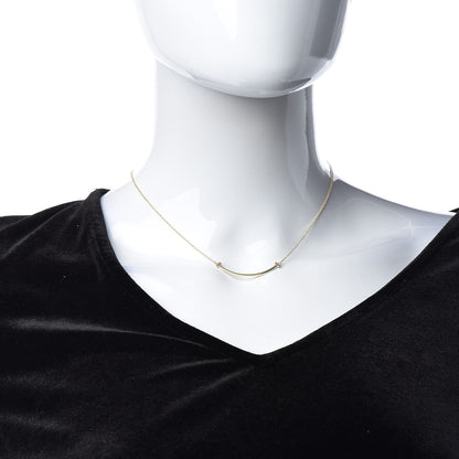 Tiffany 18K Yellow Gold Small T Smile Pendant Necklace 2 of 7
