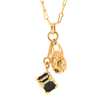 Louis Vuitton Monogram LV Luggage Charms Necklace Gold 4 of 6