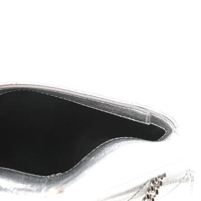 Saint Laurent Metallic Lambskin Quilted Double Flap Bag Silver 6 of 10