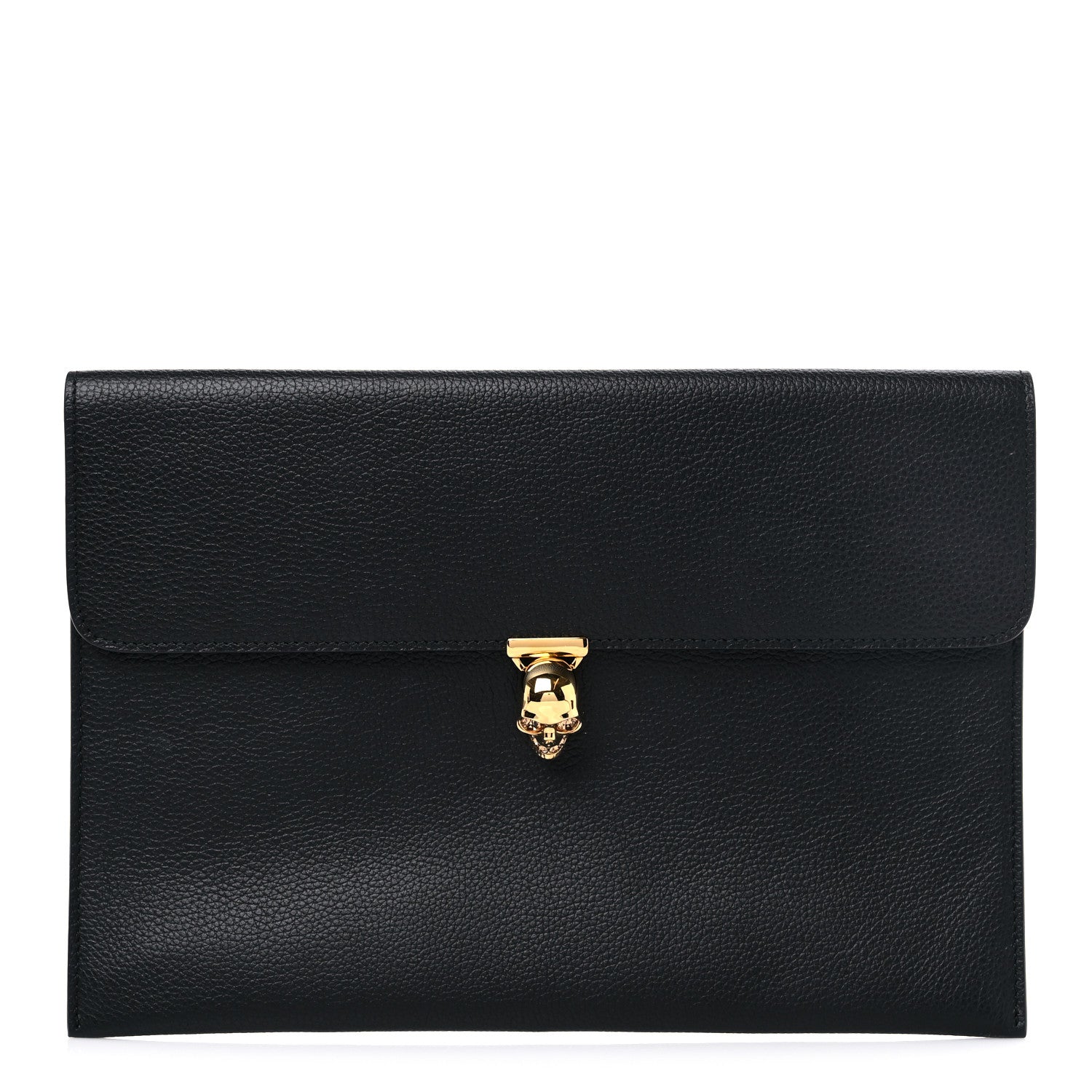Alexander McQueen Calfskin Skull Envelope Clutch Black 1 of 9