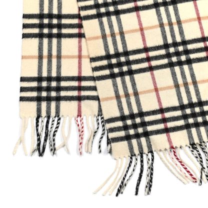 Burberry Cashmere Vintage Check Fringe Scarf Ivory 3 of 4
