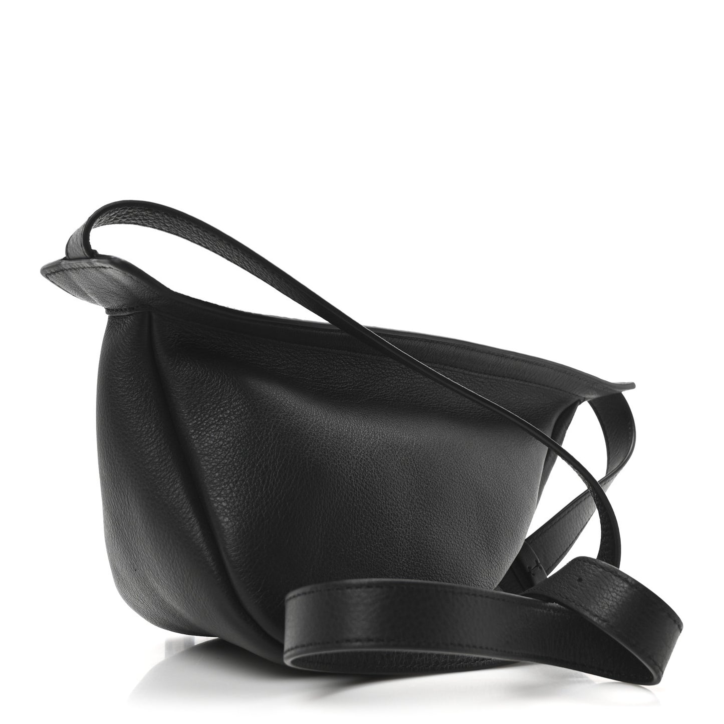 Grained Calfskin Small Slouchy Banana Bag Black