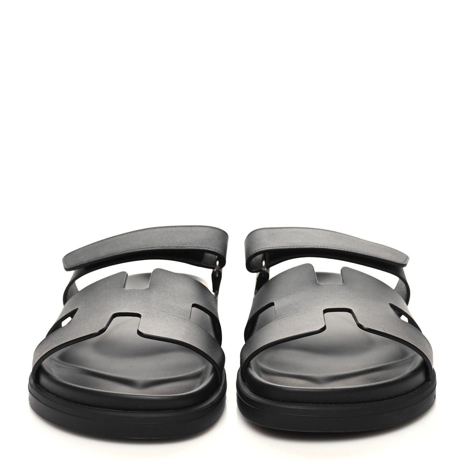 Hermes Calfskin Womens Chypre Sandals 39.5 Black 2 of 9