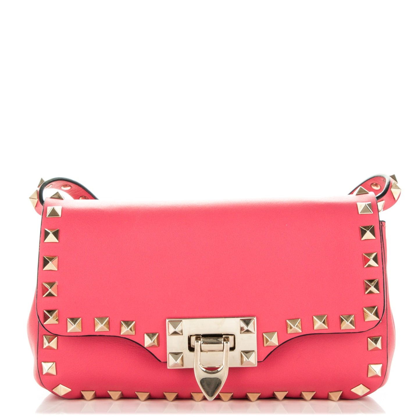 Vitello Mini Rockstud Flap Saddle Crossbody Bag Deep Rose