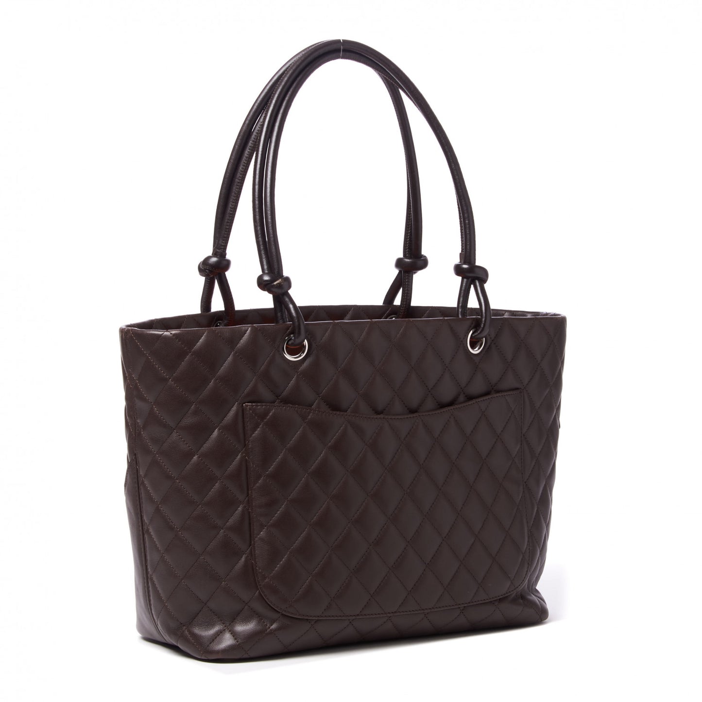 Calfskin Quilted Large Cambon Tote Brown