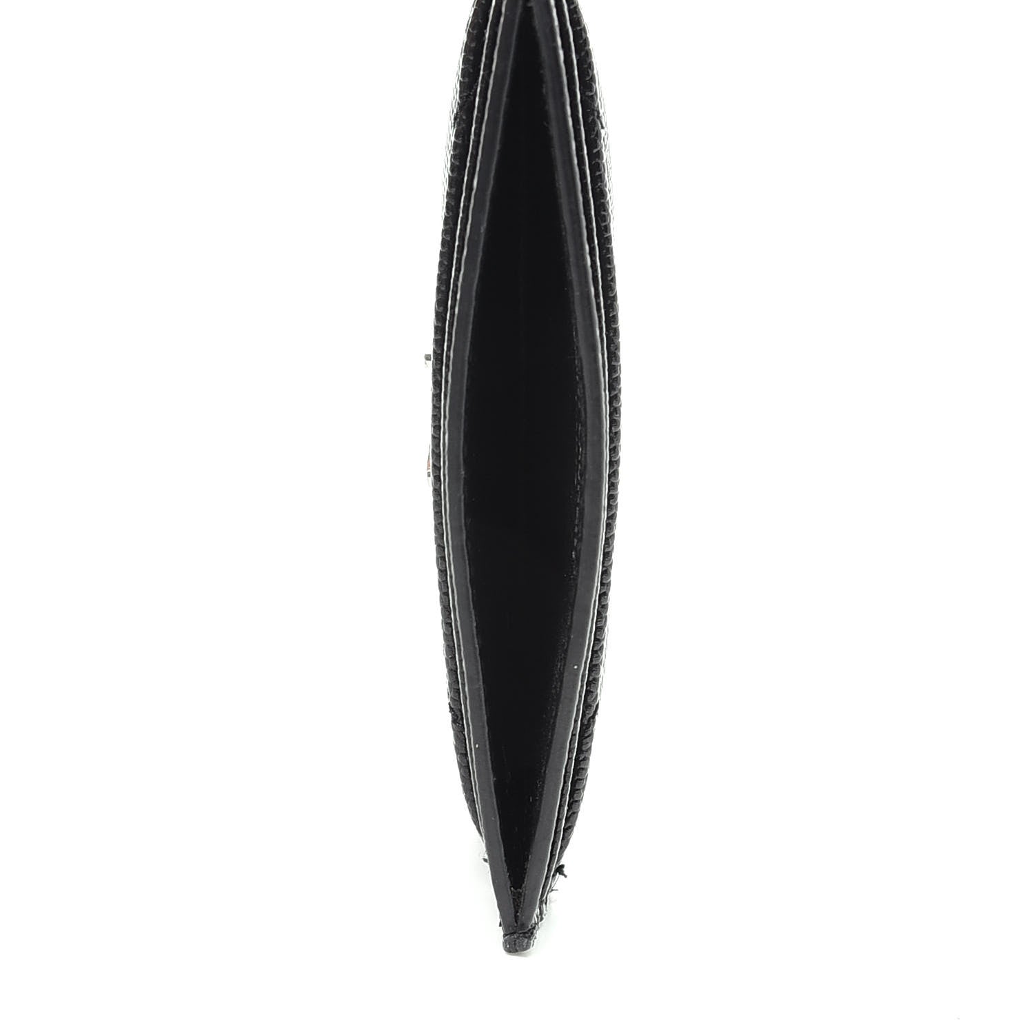 Saint Laurent Grain De Poudre Matelasse Chevron Monogram Credit Card Case Black 5 of 7