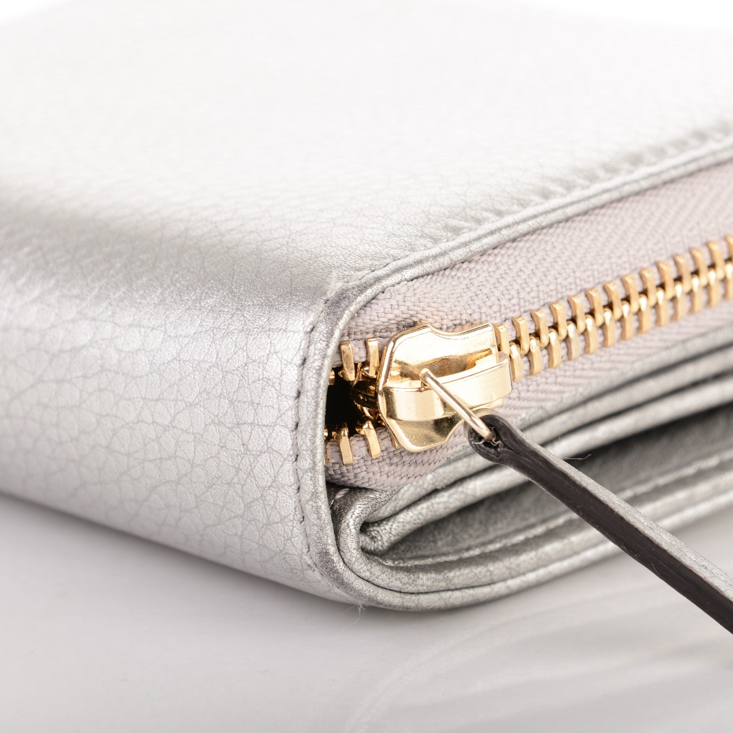 Gucci Calfskin Zip Around French Wallet Silver 10 of 12