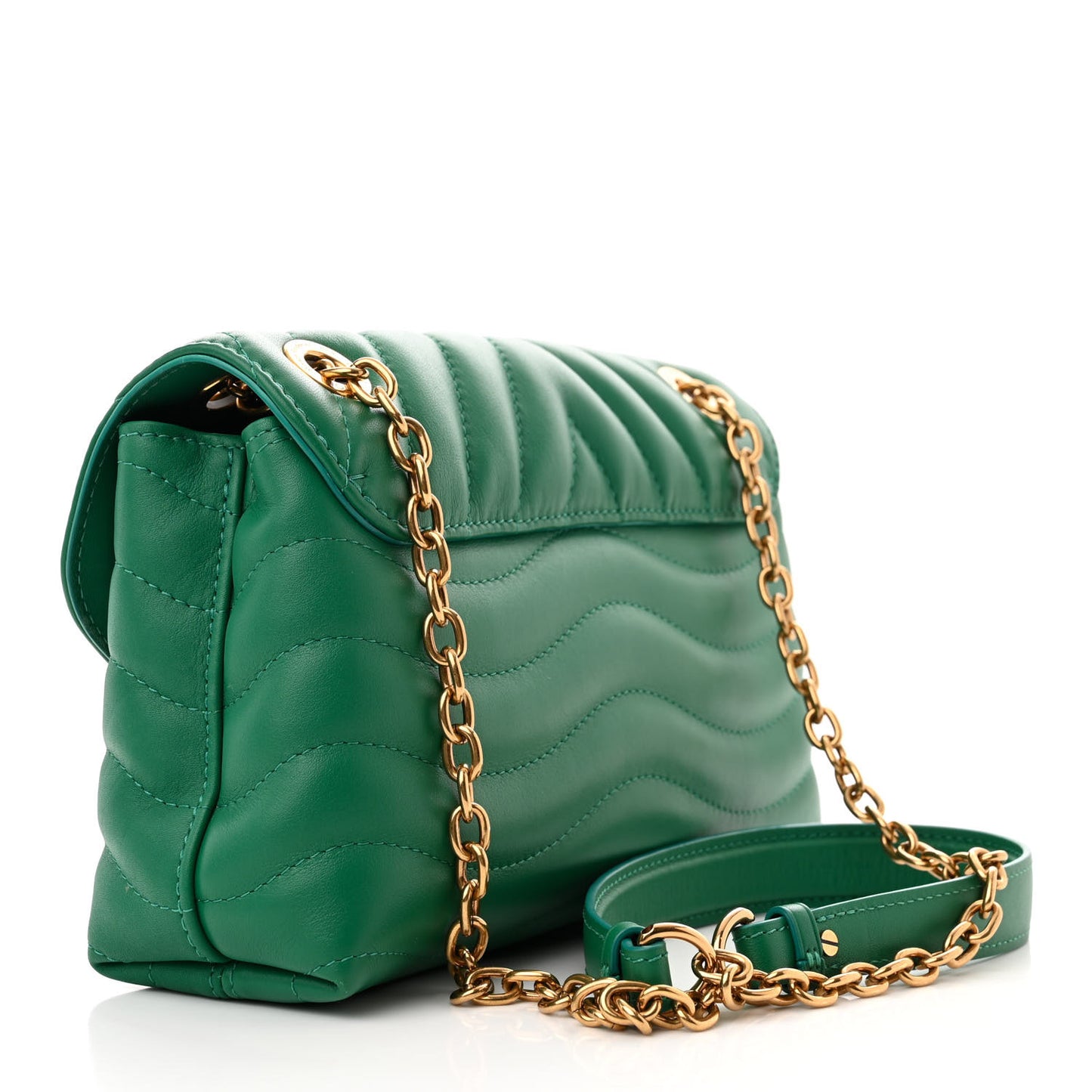 Calfskin New Wave Chain Bag MM NM Emerald