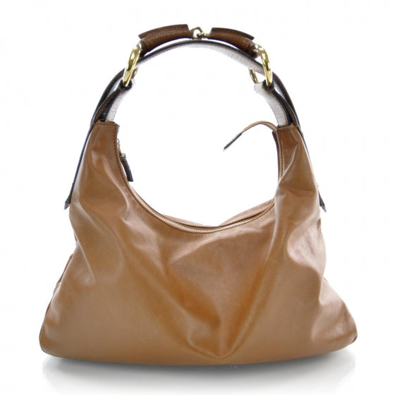 Gucci Leather Medium Horsebit Chain Hobo Tan 1 of 7