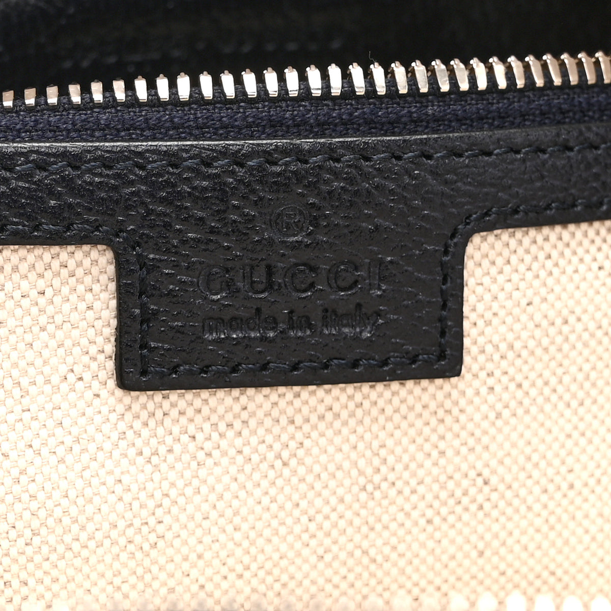 GG Supreme Monogram Textured Dollar Calfskin Web Small Ophidia Half Moon Hobo Beige Blue