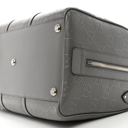 Gucci Calfskin GG Tennis Embossed Duffle Bag  Grey 9 of 10