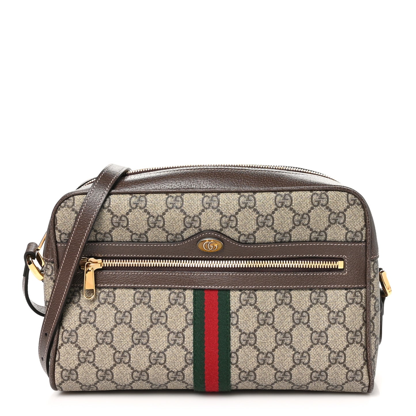 GG Supreme Monogram Web Small Ophidia Shoulder Bag Brown