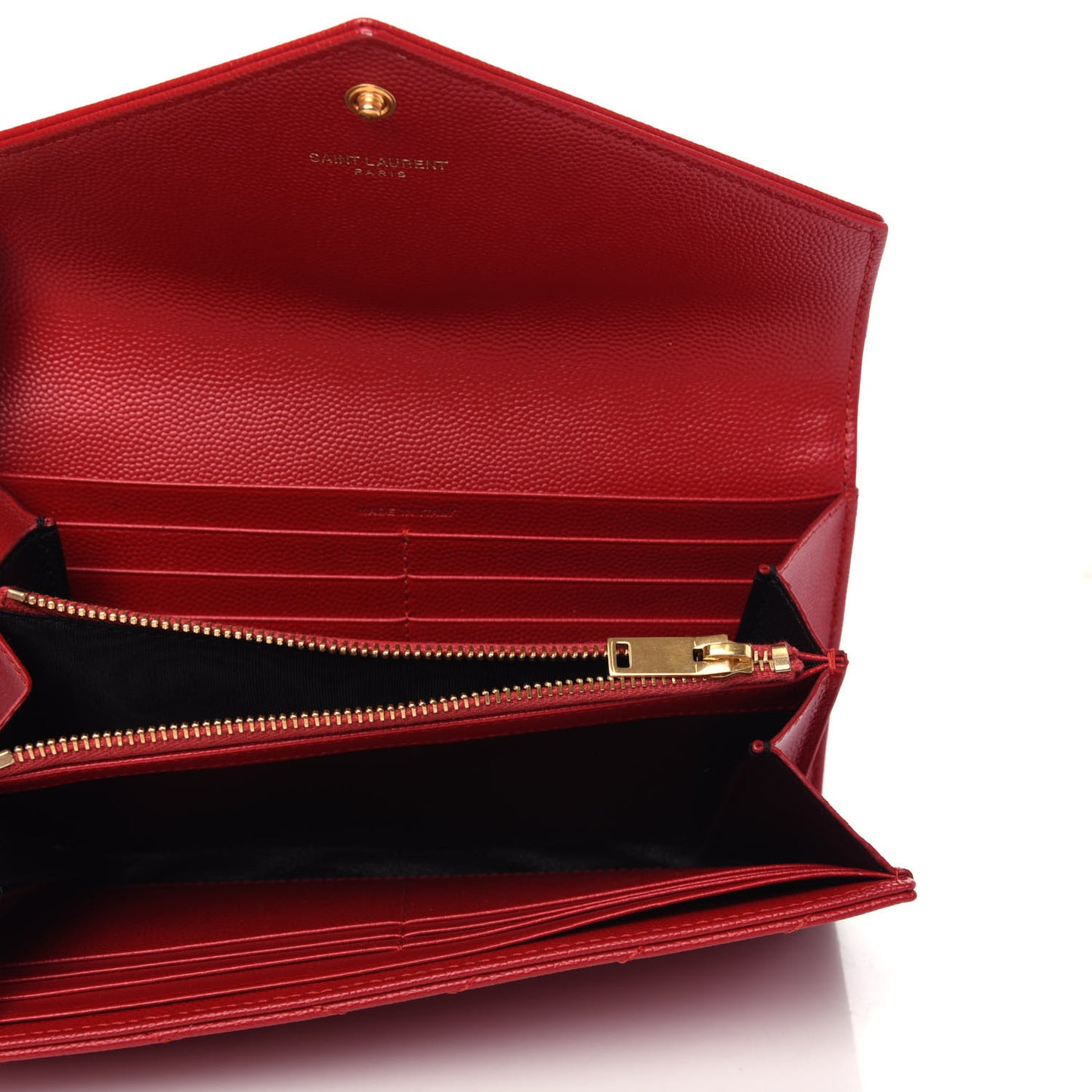 Grain De Poudre Matelasse Chevron Monogram Flap Wallet Red