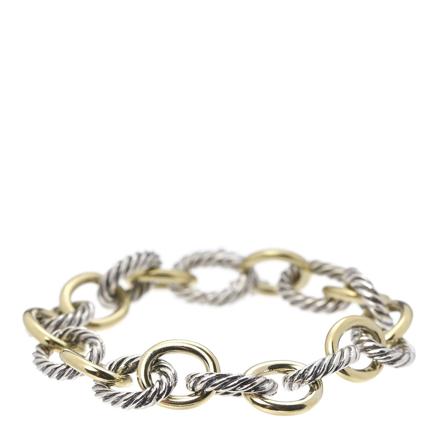 Sterling Silver 18K Yellow Gold 12mm Large Oval Link Bracelet