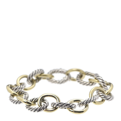 David Yurman Sterling Silver 18K Yellow Gold 12mm Large Oval Link Bracelet 1 of 4