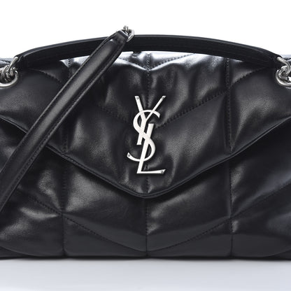 Saint Laurent Lambskin Quilted Small Loulou Puffer Monogram Chain Satchel Black 7 of 10