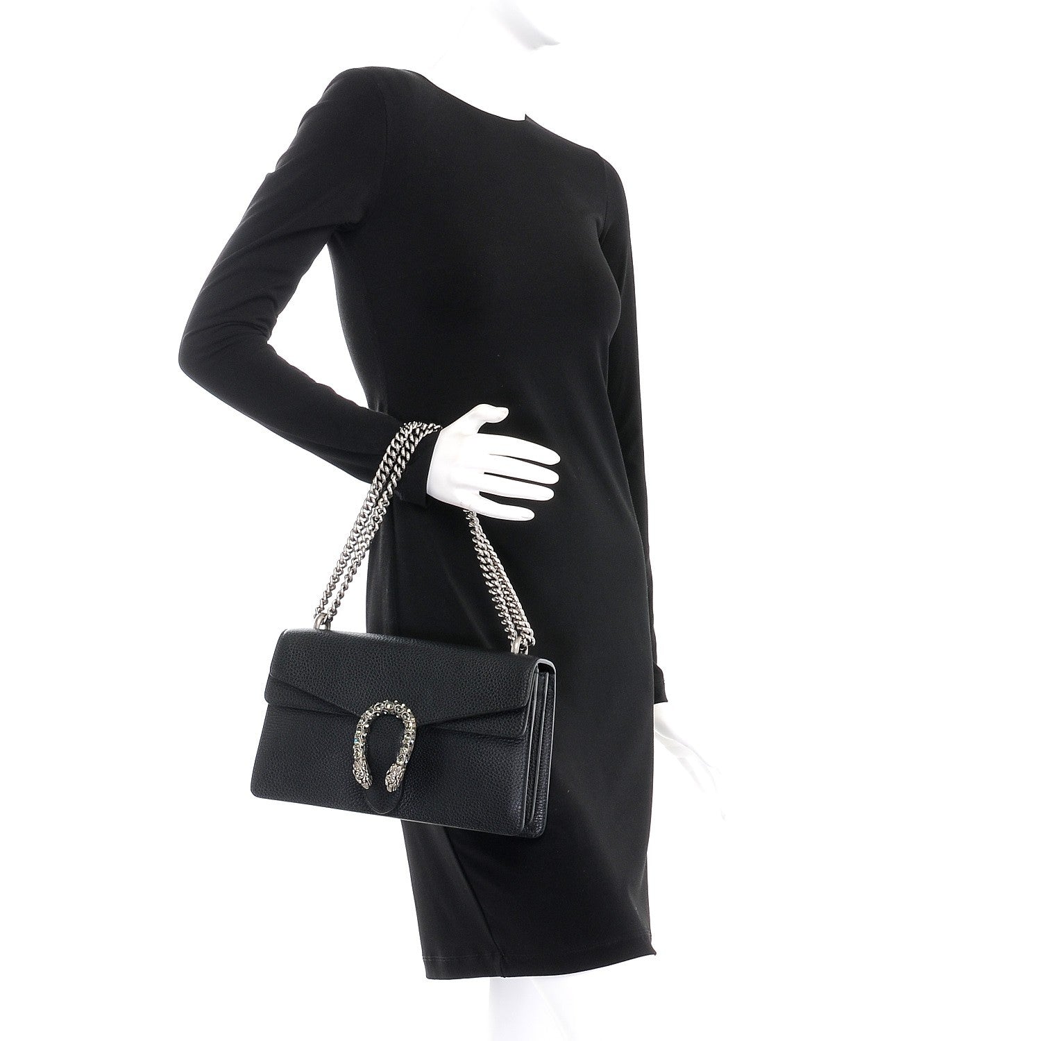 Gucci Pebbled Calfskin Small Dionysus Shoulder Bag Black 2 of 10