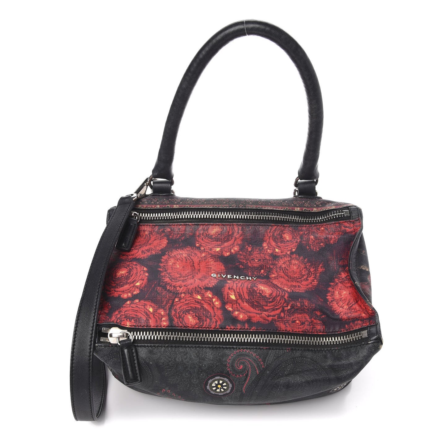 Rubber Effect Floral Print Small Pandora Black Multicolor