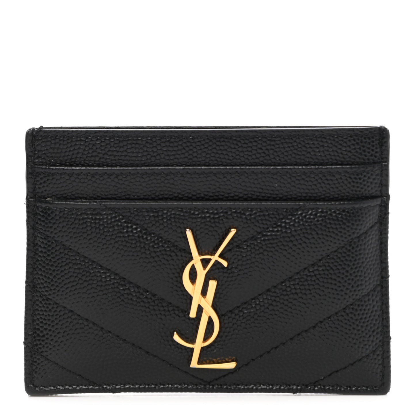 Grain De Poudre Matelasse Chevron Monogram Credit Card Case Black