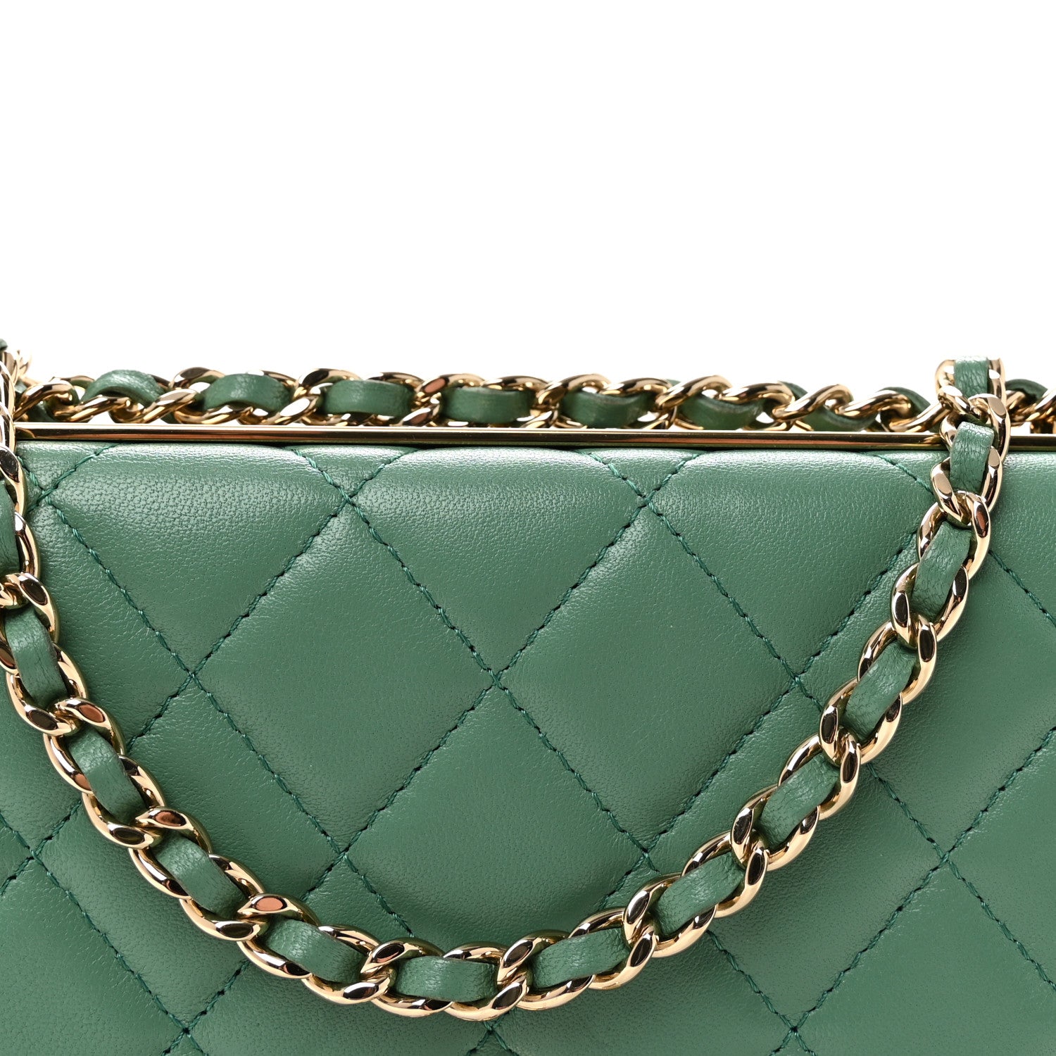Chanel Lambskin Quilted Trendy CC Wallet On Chain WOC Green 9 of 11